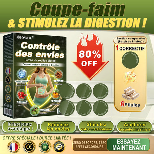 IOWOL® PATCHS DE CONTRÔLE DE L'APPÉTIT ! AUCUN MÉDICAMENT & AUCUN FAIM & AUCUN COMBAT & 100% DE RÉSULTATS.