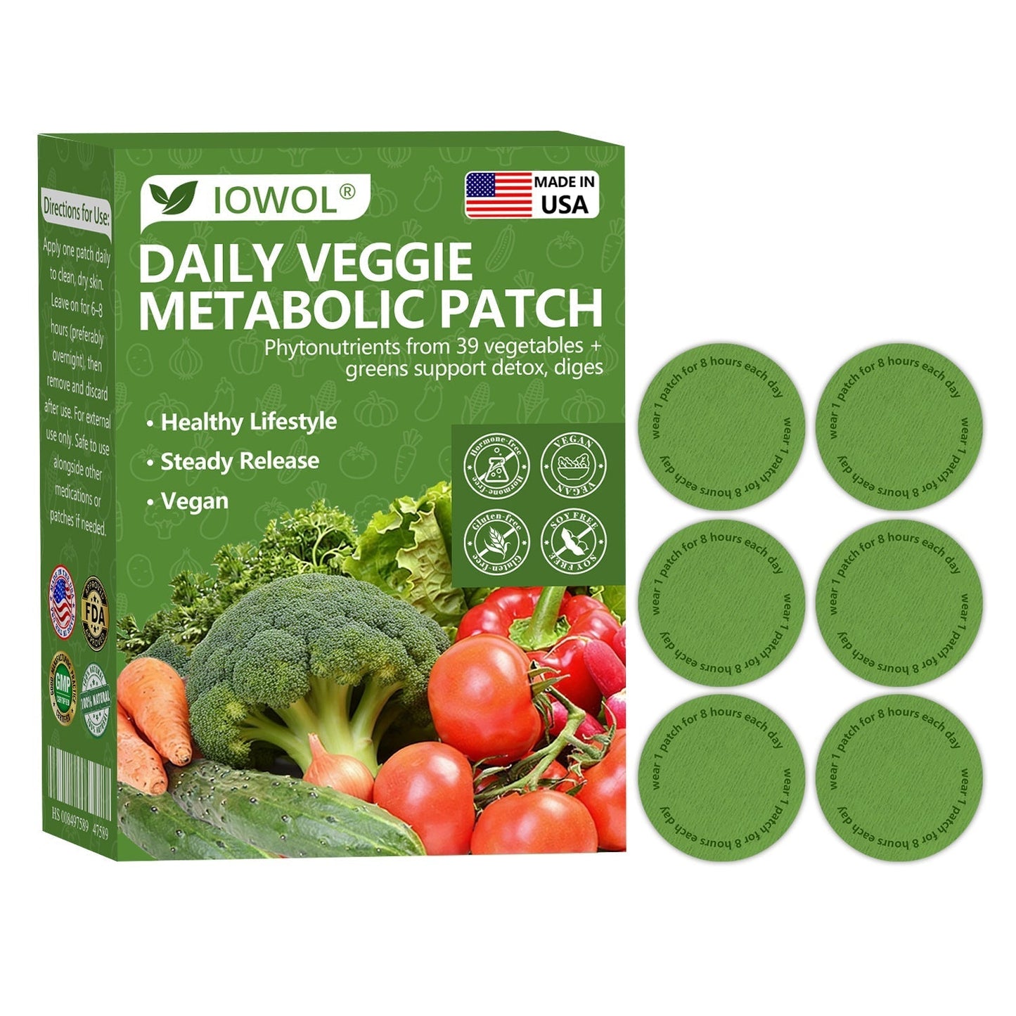🥦IOWOL® | Patchs Métabolisme Bio-Nutriments – Complexe 39 Légumes & Super-aliments