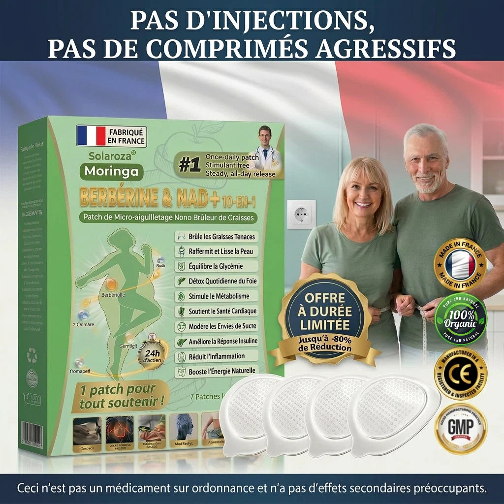 🥬Boutique Officielle  |  Patch Minceur Solaroza® 10-en-1 : Relancez le Métabolisme et Brûlez les Graisses (NAD+ & Berbérine)