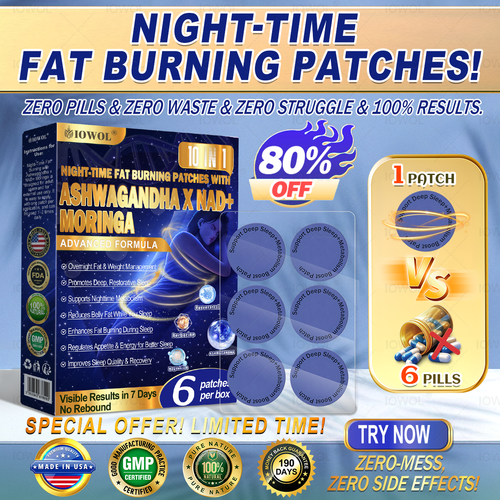 IOWOL® NIGHT-TIME FAT BURNING PATCHES! ZERO PILLS & ZERO WASTE & ZERO STRUGGLE & 100% RESULTS.