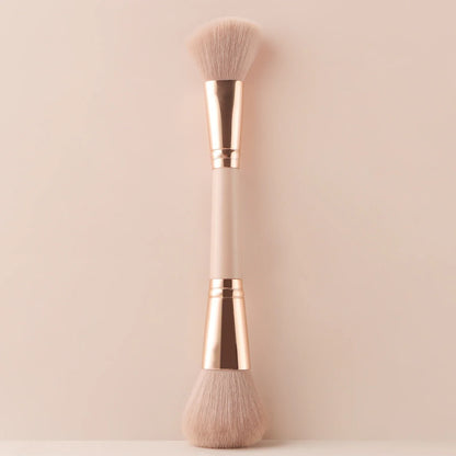 Single Dual-Ended Beauty Brush, Round Blush Brush + Large Powder Brush Soft Bristle Facial Makeup Tool