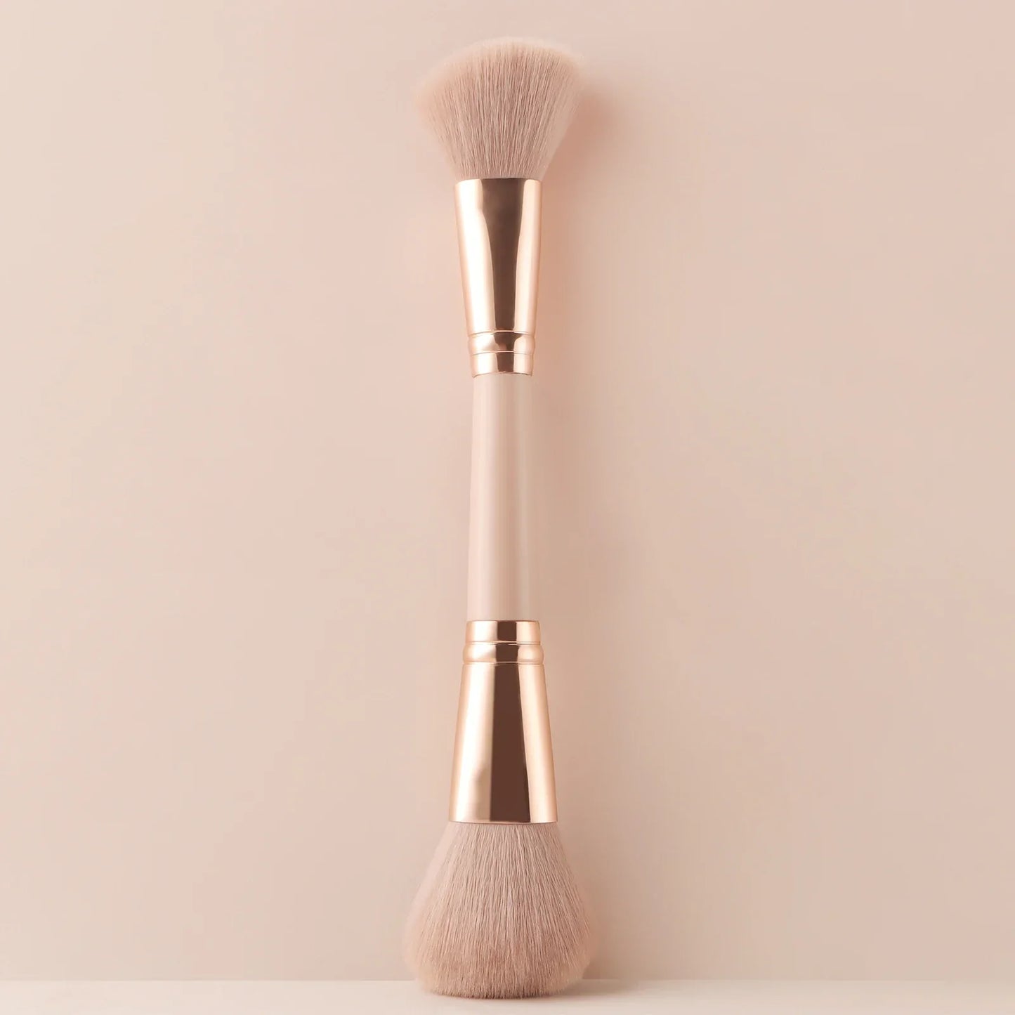 Single Dual-Ended Beauty Brush, Round Blush Brush + Large Powder Brush Soft Bristle Facial Makeup Tool