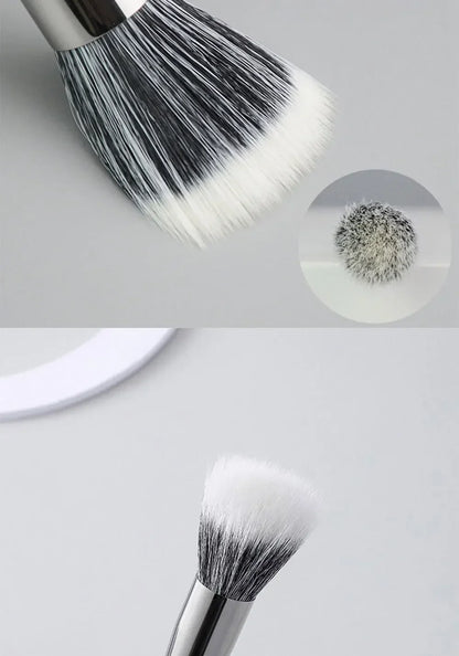Pointillator brush Blush brush Pure wool flat head Cangzhou makeup brush Soft bristle wooden handle Beauty tool